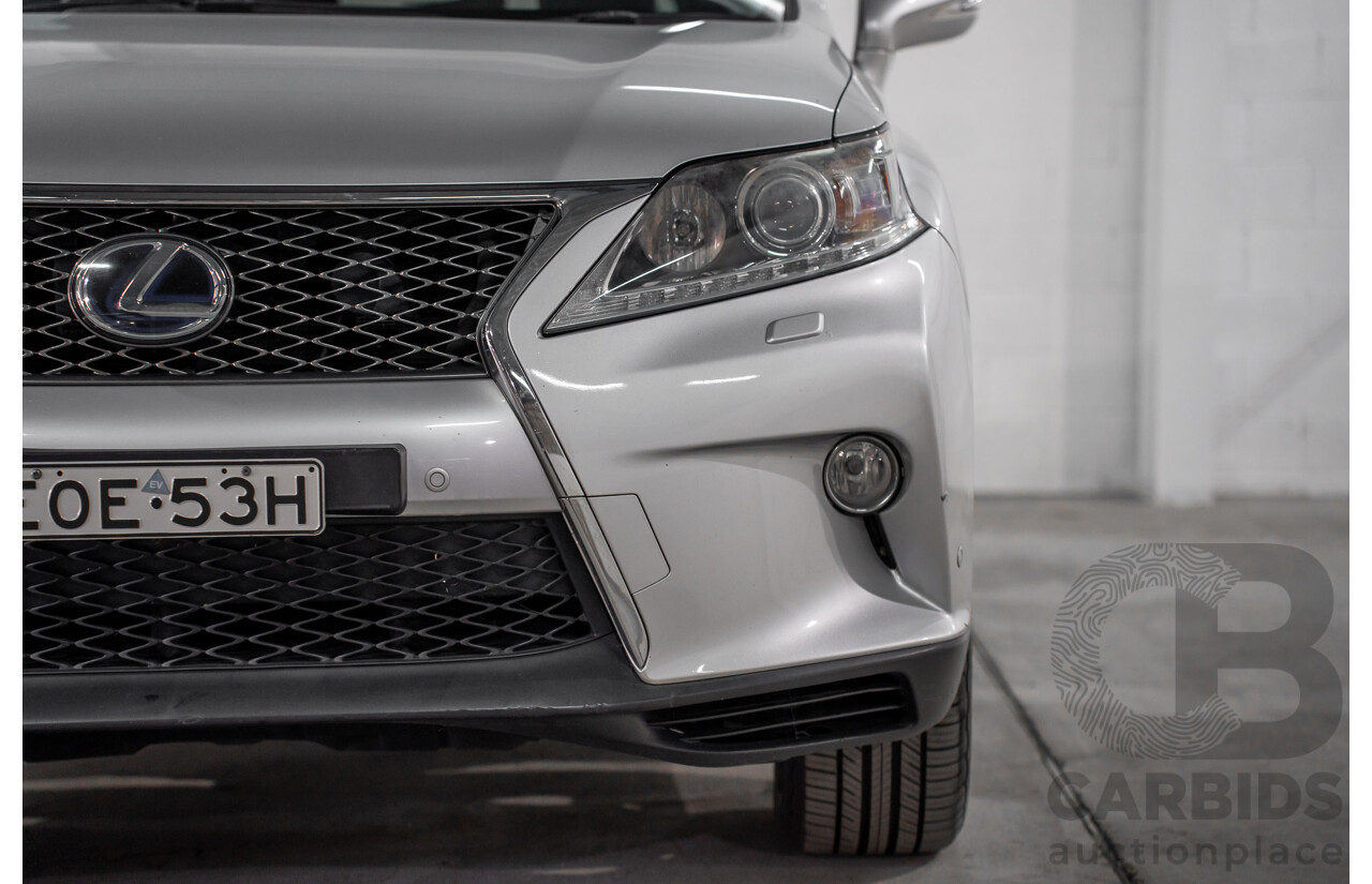 7/2012 Lexus RX450h F-Sport GYL15R MY12 4d Wagon Platinum Silver V6 3.5L - Hybrid