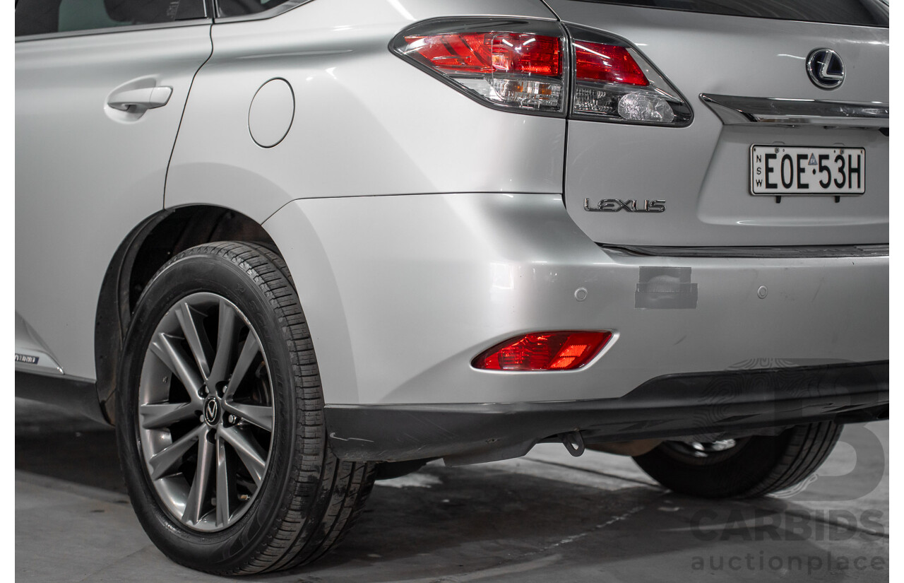 7/2012 Lexus RX450h F-Sport GYL15R MY12 4d Wagon Platinum Silver V6 3.5L - Hybrid