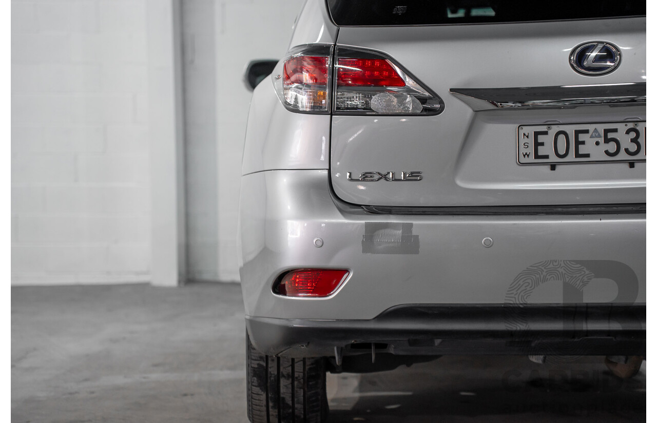 7/2012 Lexus RX450h F-Sport GYL15R MY12 4d Wagon Platinum Silver V6 3.5L - Hybrid