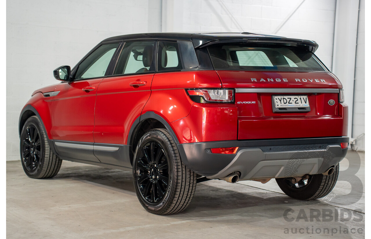 09/2016 Range Rover Evoque Td4 180 SE (AWD) LV MY17 5d Wagon Firenze Red Metalic/ Santorini Black Roof Turbo Diesel 2.0L