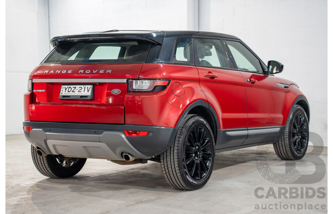 09/2016 Range Rover Evoque Td4 180 SE (AWD) LV MY17 5d Wagon Firenze Red Metalic/ Santorini Black Roof Turbo Diesel 2.0L