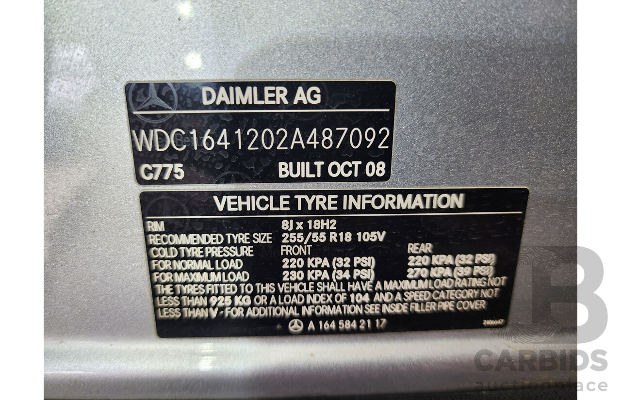 6/2009 Mercedes-Benz ML 280 CDI (4x4) W164 08 UPGRADE 4d Wagon Silver 3.0L
