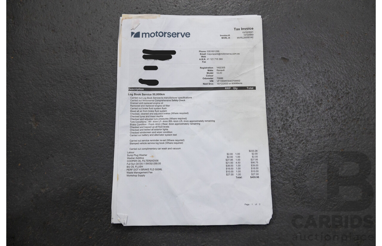 03/2015 Renault Clio RS 200 Sport X98 5D Hatchback White Turbo 1.6L