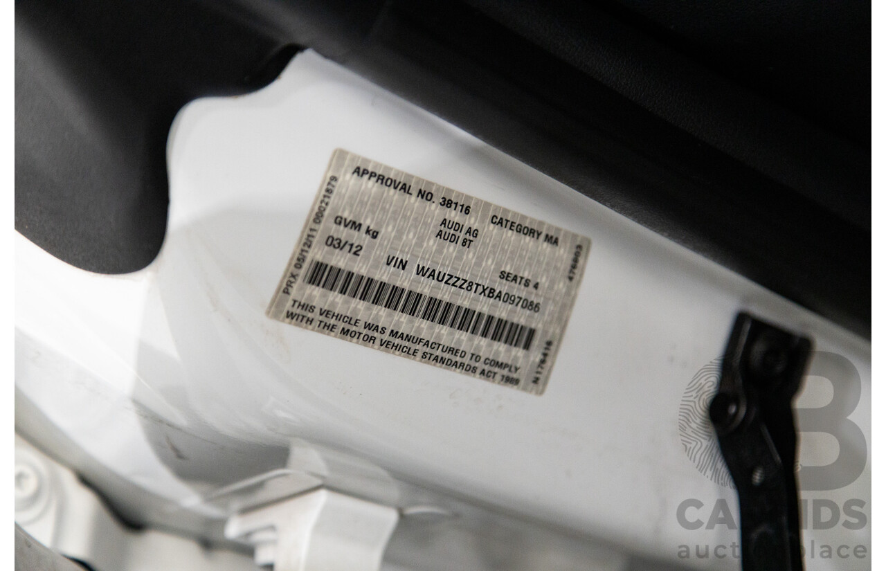 3/2012 Audi A5 Sportback 2.0 TFSI 8T MY12 5d Hatchback White Turbo 2.0L