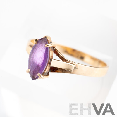 9ct Vintage Amethyst Solitaire Ring, Size O, 1.29 Grams