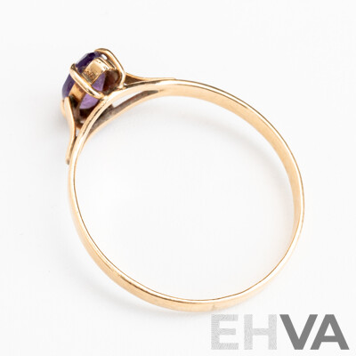 9ct Vintage Amethyst Solitaire Ring, Size O, 1.29 Grams
