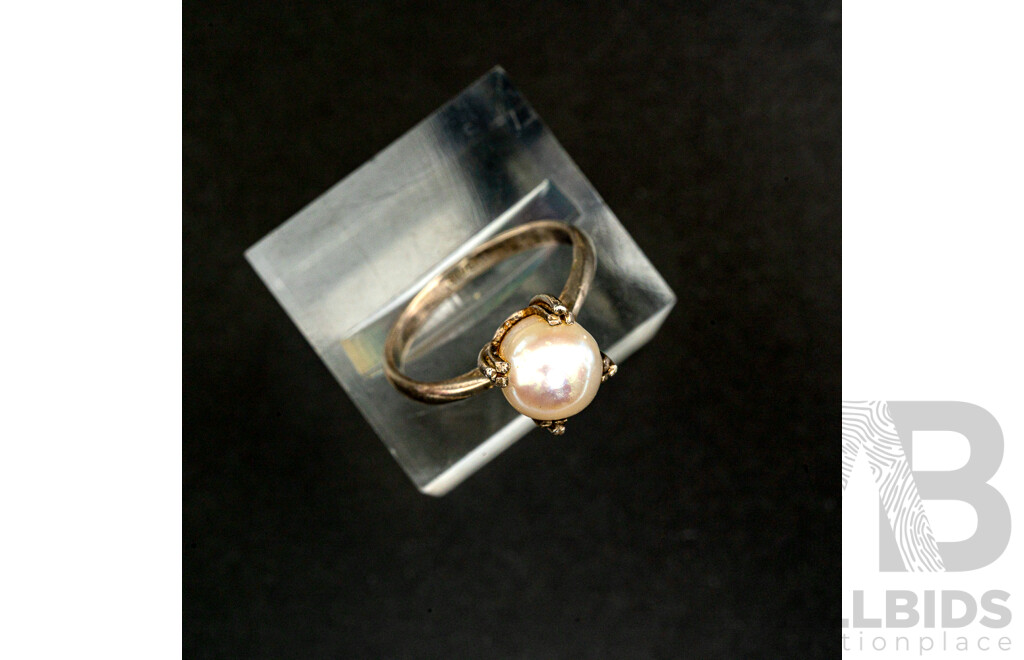 Vintage Cultured Pearl Strand with Sterling Silver Clasp, 5.2mm, 42cm & Sterling Silver Cultured Pearl Ring, Size L1/2