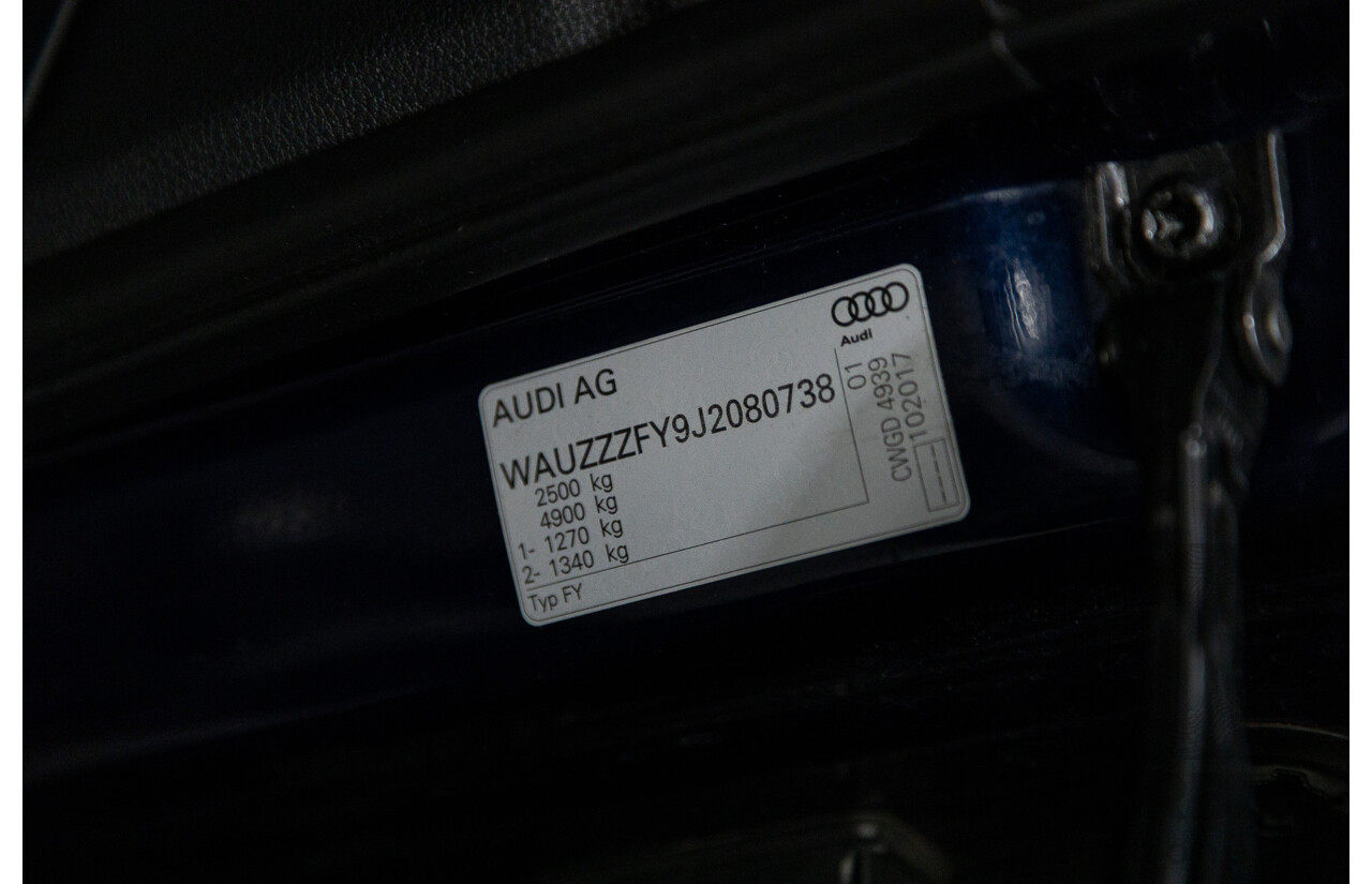 02/2018 Audi SQ5 3.0 TFSI Quattro (AWD) FY MY18 4D Wagon Navarra Blue Metallic Turbo V6 3.0L