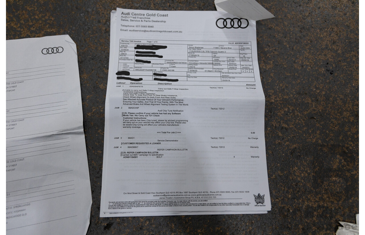 02/2018 Audi SQ5 3.0 TFSI Quattro (AWD) FY MY18 4D Wagon Navarra Blue Metallic Turbo V6 3.0L