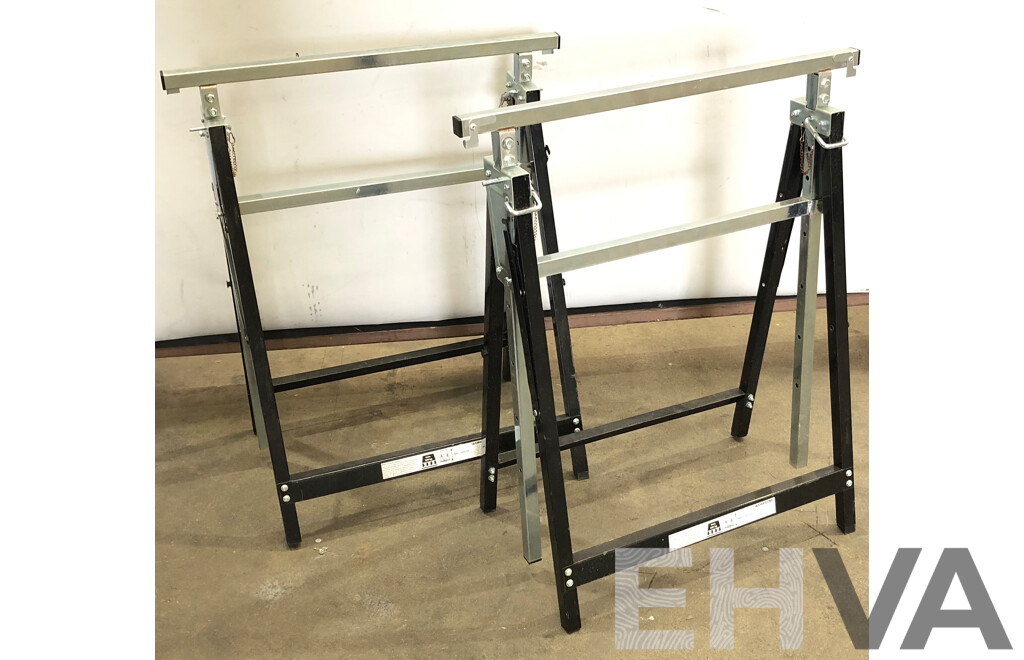 Workzone 700mm Height Adjustable Folding Work Stands - Lot of Two