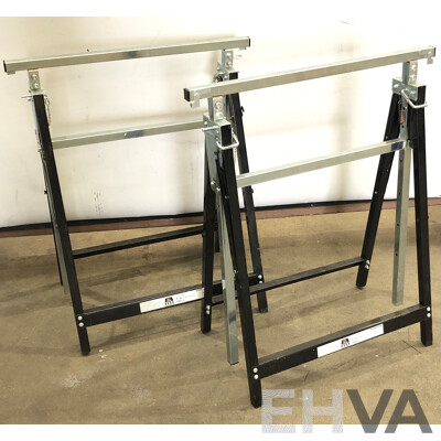 Workzone 700mm Height Adjustable Folding Work Stands - Lot of Two