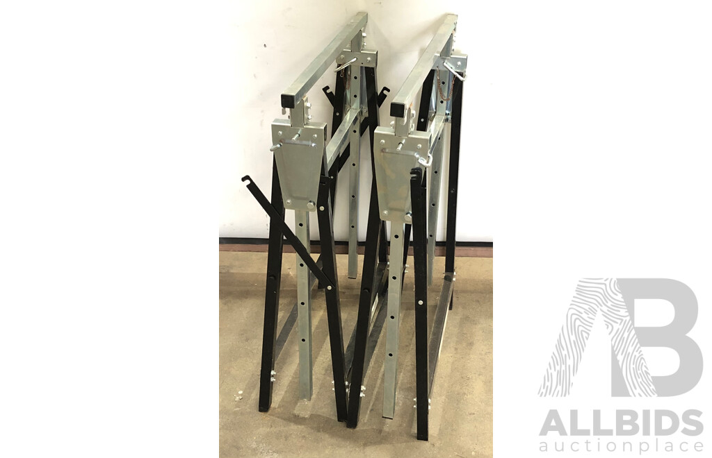 Workzone 700mm Height Adjustable Folding Work Stands - Lot of Two