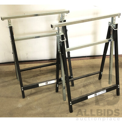 Workzone 700mm Height Adjustable Folding Work Stands - Lot of Two