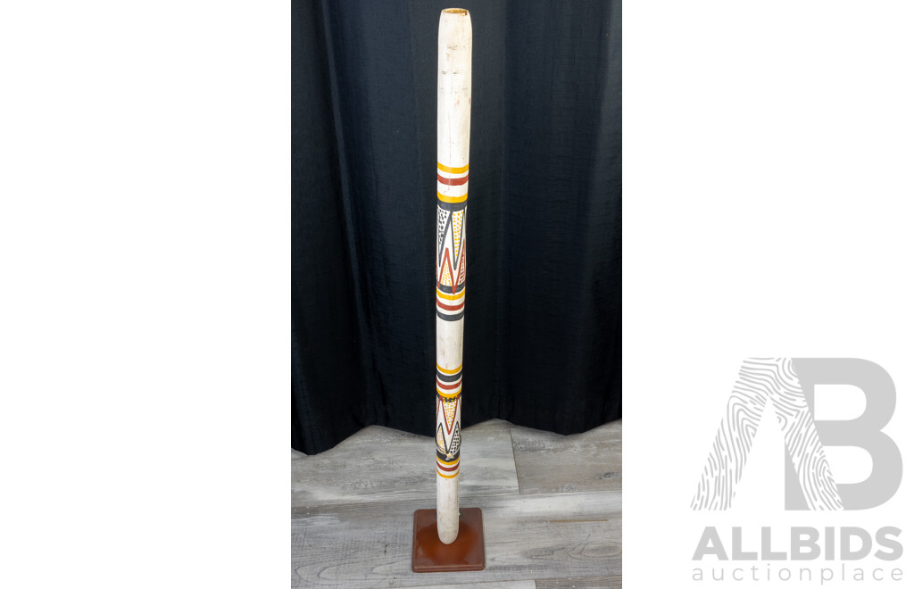 Vintage Indigenous-Australian Aboriginal Style Didgeridoo, Polychrome Tribal Decoration, 120 cm (length)