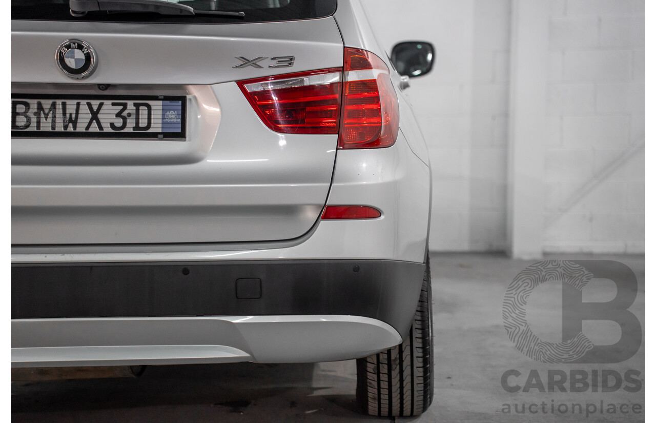 11/2011 BMW X3 Xdrive 20d (AWD) F25 4d Wagon Titanium Silver Metallic Turbo Diesel 2.0L