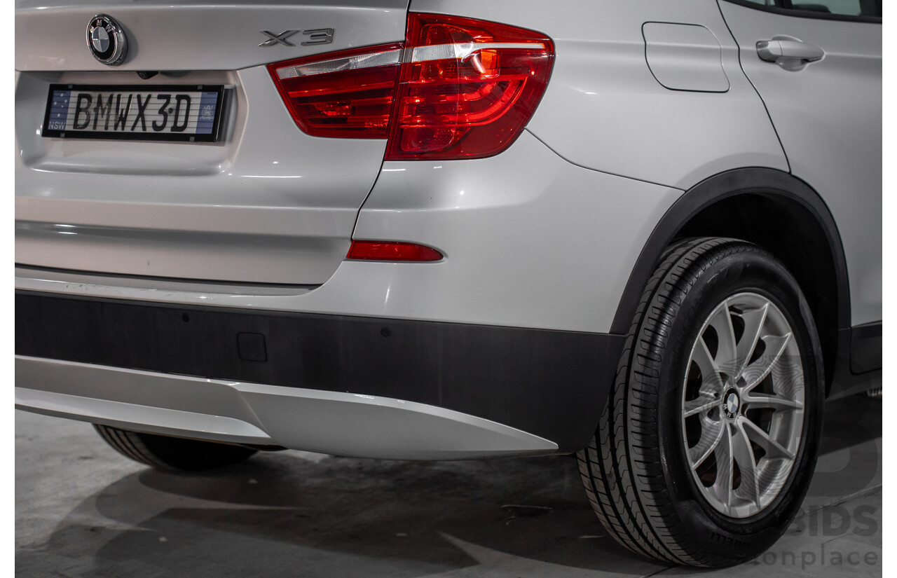 11/2011 BMW X3 Xdrive 20d (AWD) F25 4d Wagon Titanium Silver Metallic Turbo Diesel 2.0L
