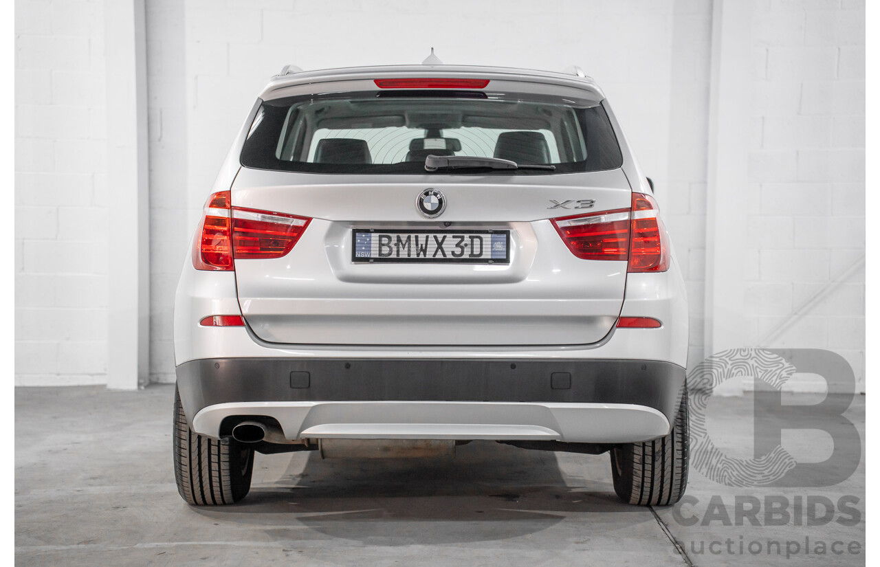 11/2011 BMW X3 Xdrive 20d (AWD) F25 4d Wagon Titanium Silver Metallic Turbo Diesel 2.0L