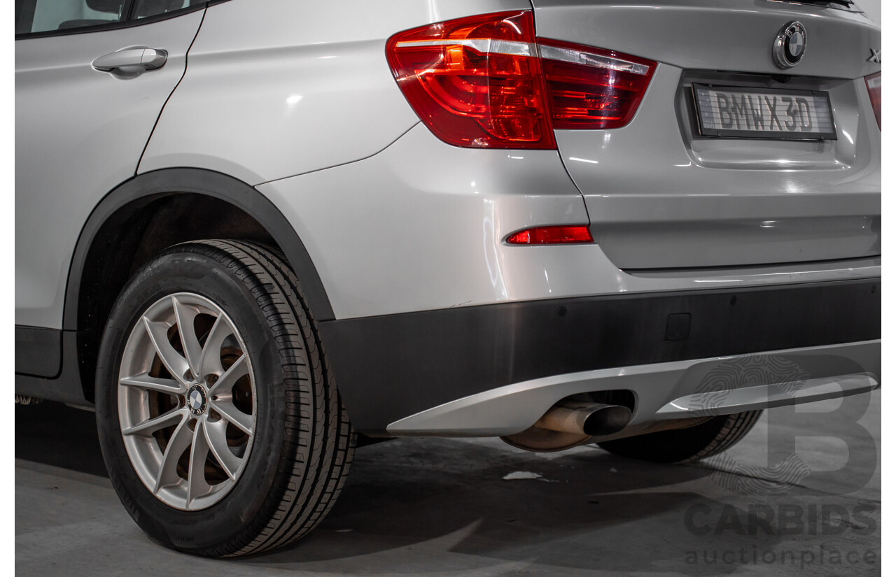 11/2011 BMW X3 Xdrive 20d (AWD) F25 4d Wagon Titanium Silver Metallic Turbo Diesel 2.0L