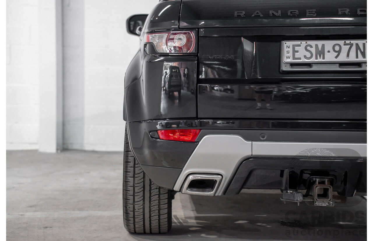 12/2011 Range Rover Evoque TD4 Dynamic LV 5d Wagon Sumatra Black Metallic/Fuji White Roof Turbo Diesel 2.2L