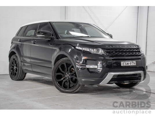 12/2011 Range Rover Evoque TD4 Dynamic LV 5d Wagon Sumatra Black Metallic/Fuji White Roof Turbo Diesel 2.2L