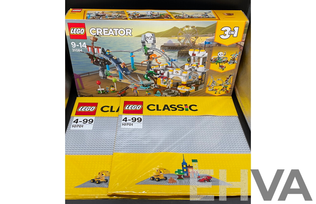 LEGO Creator Pirate Roller Coaster 31084, 2x LEGO Gray Baseplate 10701 - New Sealed in Box - Lot of 3