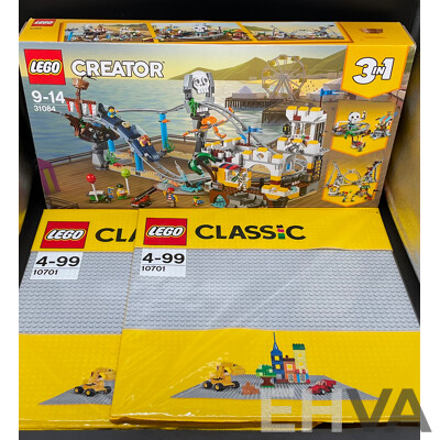 LEGO Creator Pirate Roller Coaster 31084, 2x LEGO Gray Baseplate 10701 - New Sealed in Box - Lot of 3