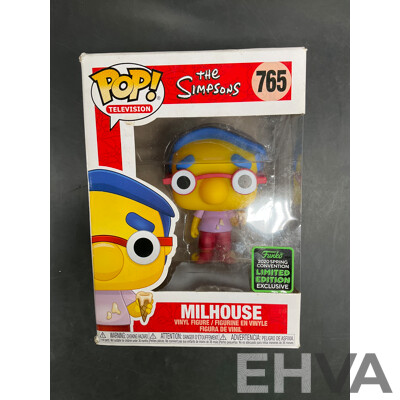 Collection of 5 Funko Pops Collectable Vinyl Figures From the Simpsons, the Karate Kid, Matrix, Fallout and Space Ghost - Lot of 5