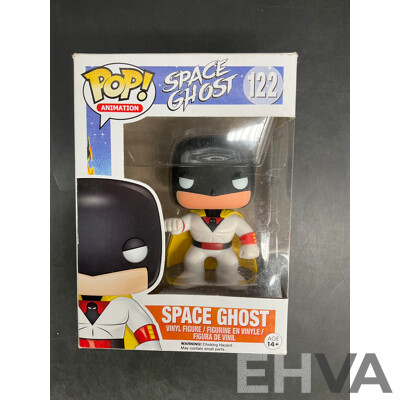 Collection of 5 Funko Pops Collectable Vinyl Figures From the Simpsons, the Karate Kid, Matrix, Fallout and Space Ghost - Lot of 5