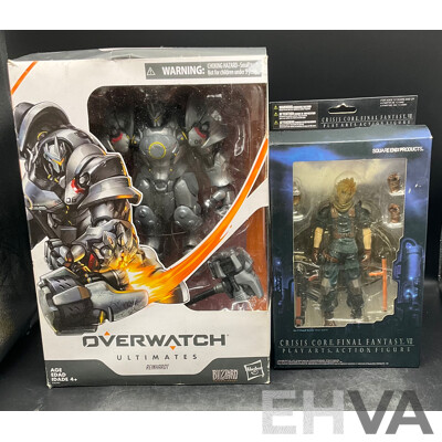 OVERWATCH Ultimates REINHARDT Wilhelm Action Figure and Crisis Core Final Fantasy VII Action Figure - Lot of 2