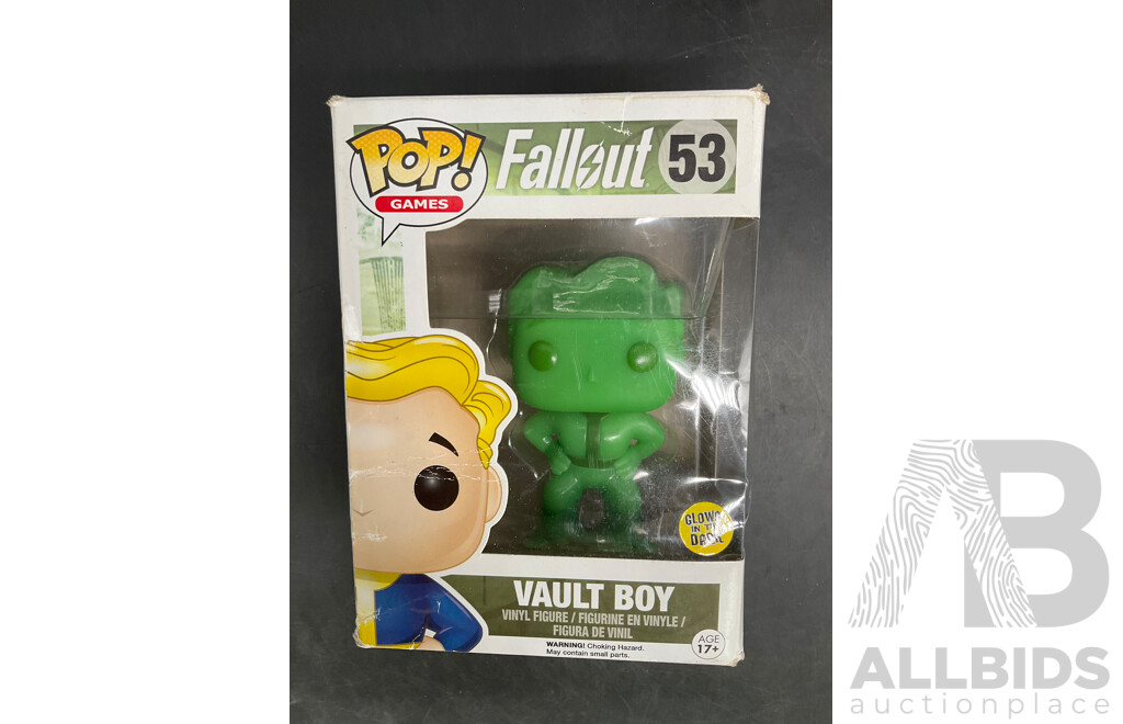 Collection of 5 Funko Pops Collectable Vinyl Figures From the Simpsons, the Karate Kid, Matrix, Fallout and Space Ghost - Lot of 5
