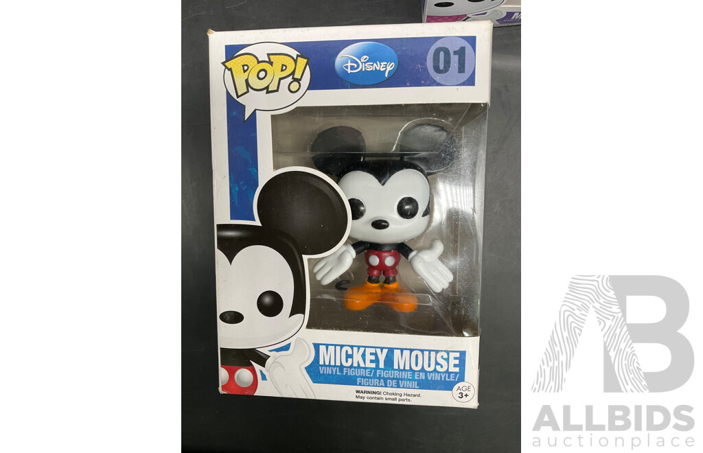 Collection of 2 Funko Pops Collectable Vinyl Figures From DISNEY - Mickey Mouse 01 and Minnie Mouse 23 - Lot of 2