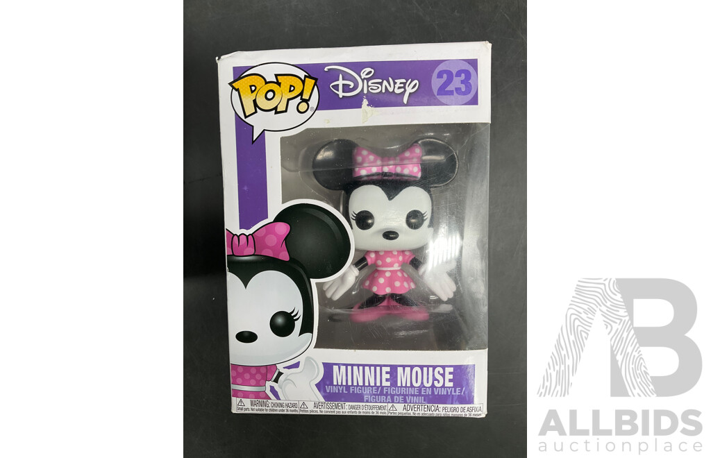 Collection of 2 Funko Pops Collectable Vinyl Figures From DISNEY - Mickey Mouse 01 and Minnie Mouse 23 - Lot of 2