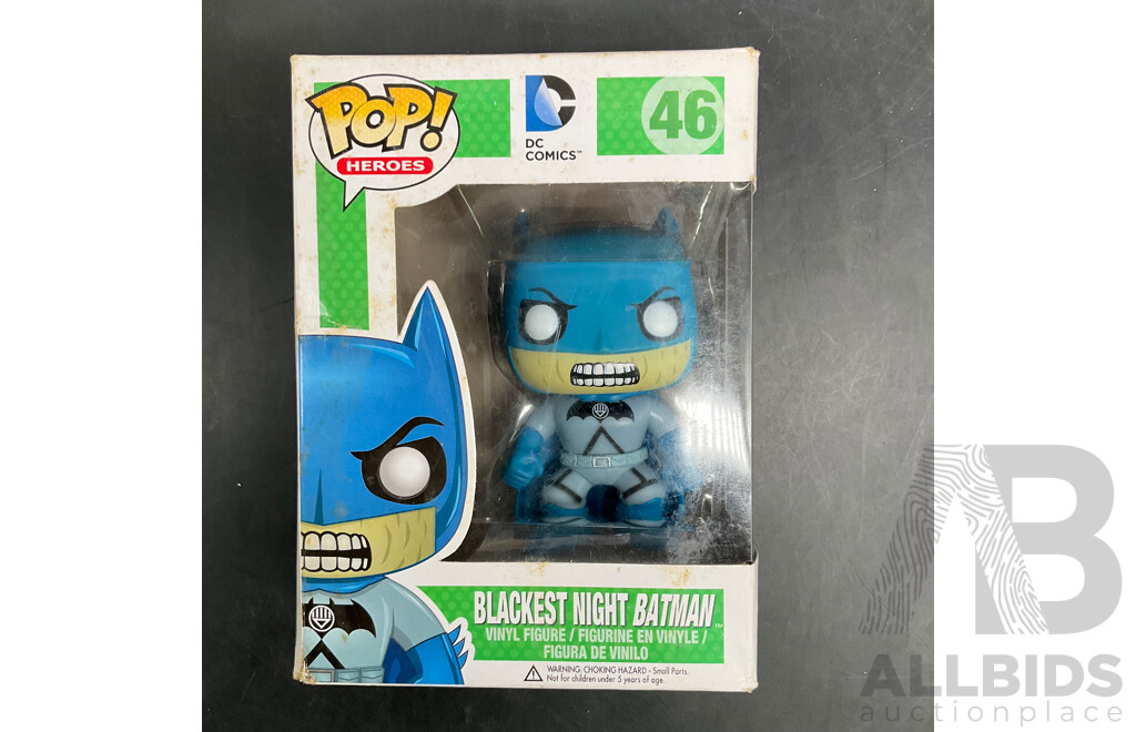 Collection of 3 Collectable Vinyl Figures - DEADPOOL Super Delux, 2x Funko Figures of Baman and DR. Emmett Brown - Lot of 3