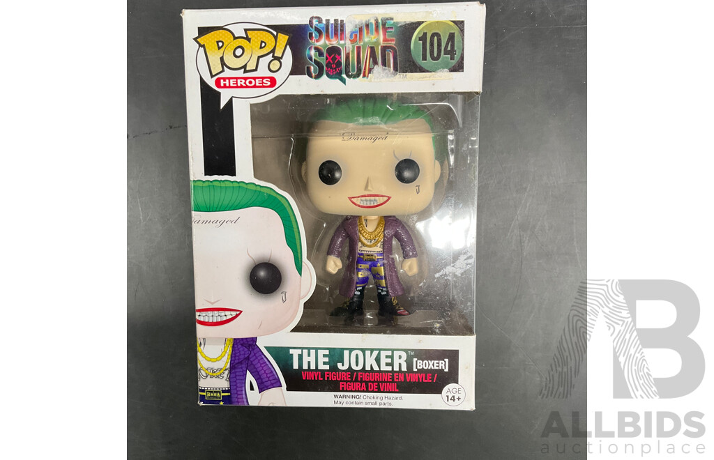 Collection of 3 Collectable Vinyl Figures - DEADPOOL Super Delux, 2x Funko Figures of Baman and DR. Emmett Brown - Lot of 3