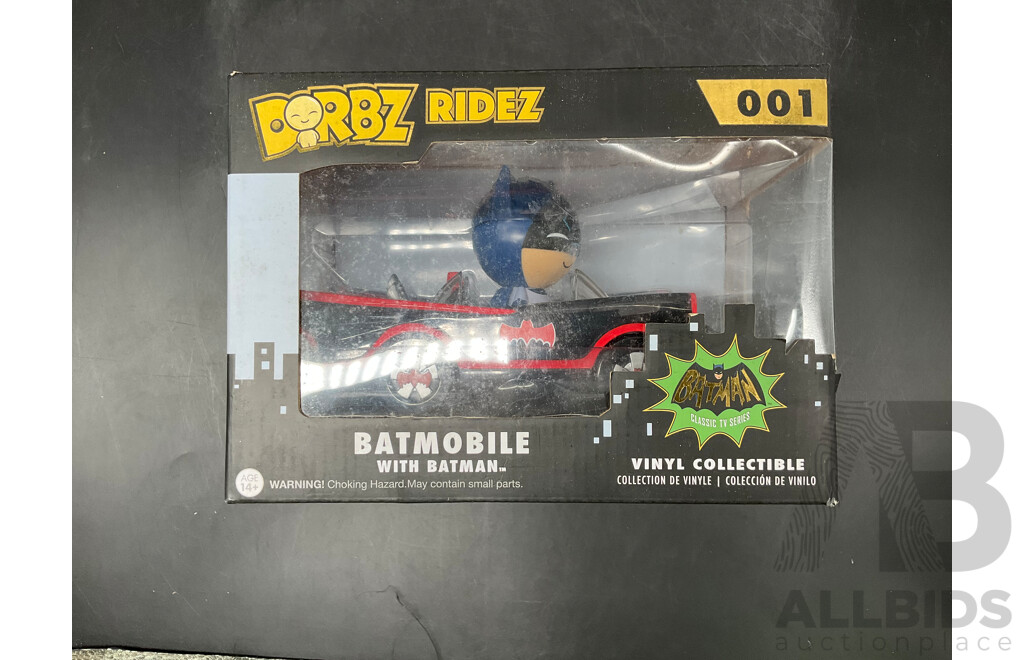 BATMAN XL Dorbz Action Figure X2 and Dorbz Ridez Batmobile with Batman - Lot of 3