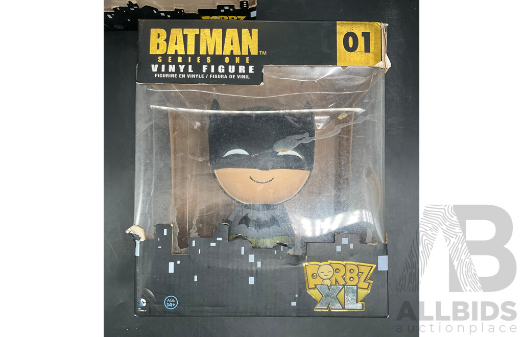 BATMAN XL Dorbz Action Figure X2 and Dorbz Ridez Batmobile with Batman - Lot of 3
