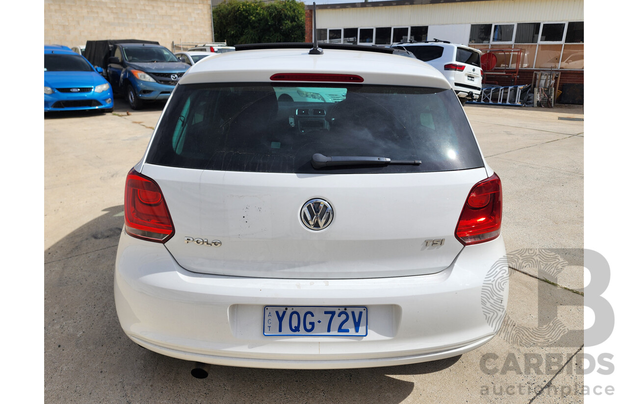 12/2012 Volkswagen Polo 77 TSI Comfortline 6R MY12 5d Hatchback White 1.2L