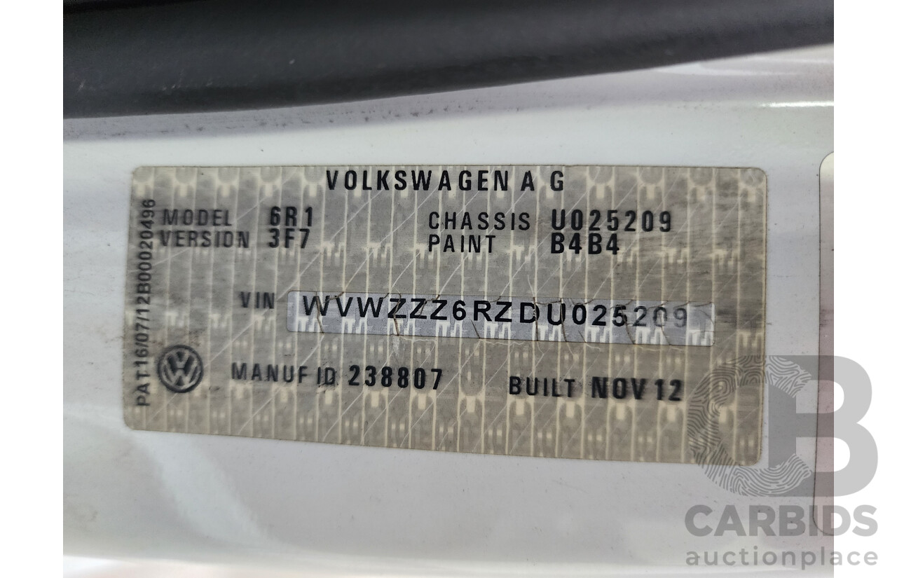 12/2012 Volkswagen Polo 77 TSI Comfortline 6R MY12 5d Hatchback White 1.2L