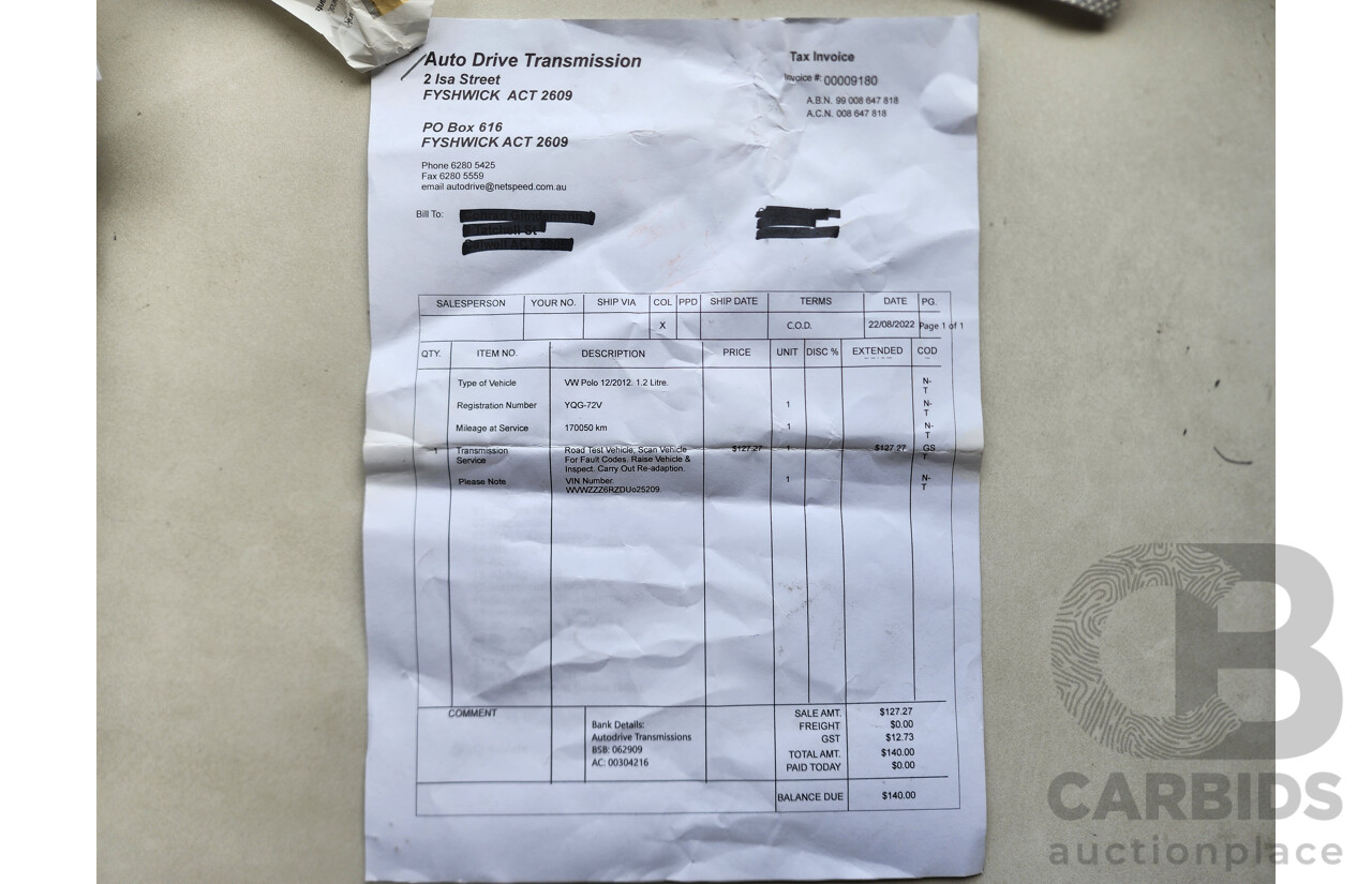 12/2012 Volkswagen Polo 77 TSI Comfortline 6R MY12 5d Hatchback White 1.2L