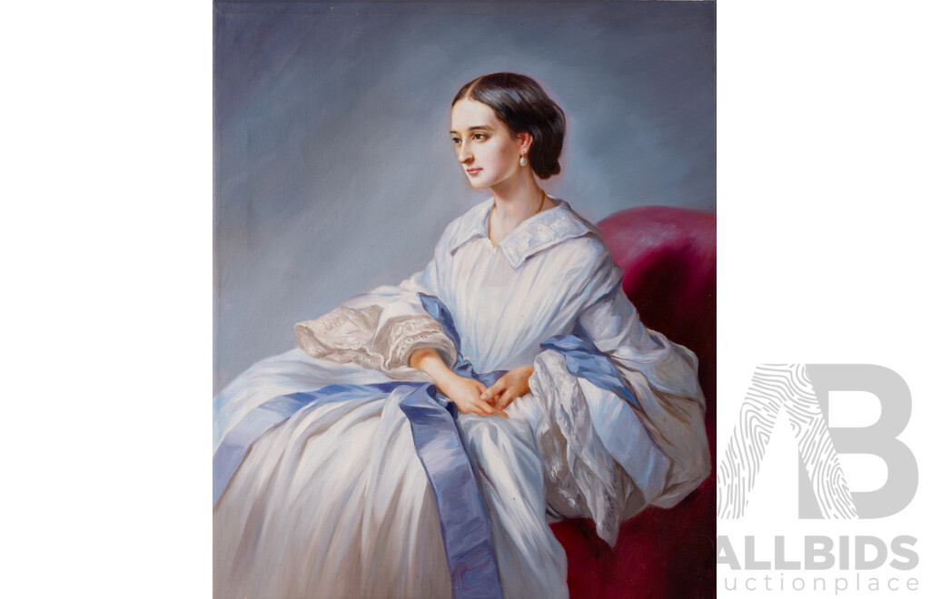 After Franz Xaver Winterhalter, Artist Unknown, (19th Century, German 1805-1873), Portrait of Countess Olga Shuvalova (1858), Reproduction of the Original Oil on Canvas, 61 x 51 cm