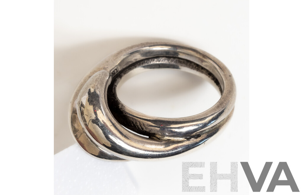 Tasco Mexican Vintage Sterling Silver Modernist Ring, Size N, 12.69 Grams
