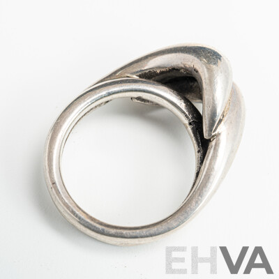 Tasco Mexican Vintage Sterling Silver Modernist Ring, Size N, 12.69 Grams