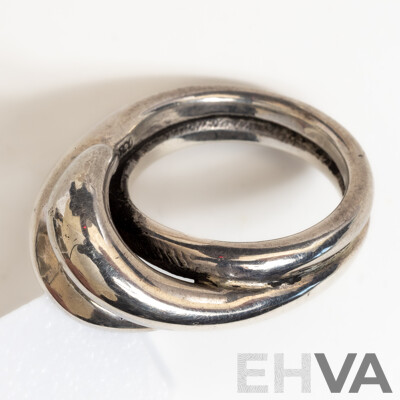 Tasco Mexican Vintage Sterling Silver Modernist Ring, Size N, 12.69 Grams