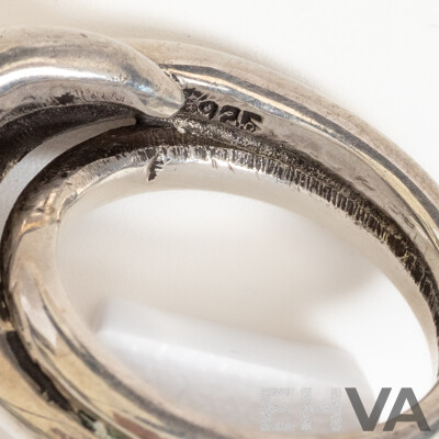 Tasco Mexican Vintage Sterling Silver Modernist Ring, Size N, 12.69 Grams