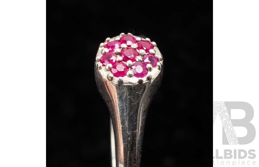 NEW - Sterling Silver Love Ring with Natural Rubies, 0.40ct, Size P,  3.66 Grams