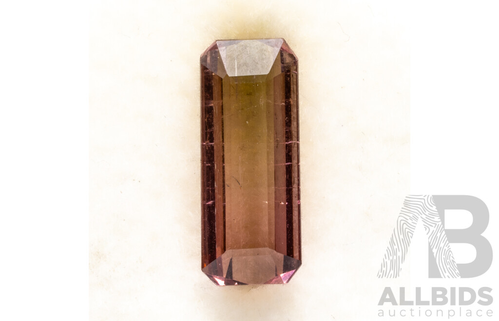 Watermelon Tourmaline, Elongated Emerald Cut Gemstone, 1.70ct
