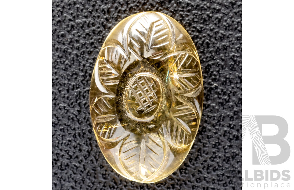 Citrine, Vintage Carved Oval Cabochon Gemstone, 7.75ct