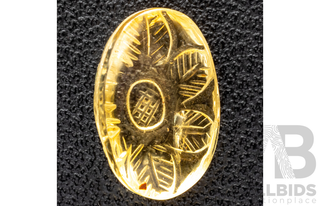 Citrine, Vintage Carved Oval Cabochon Gemstone, 7.75ct