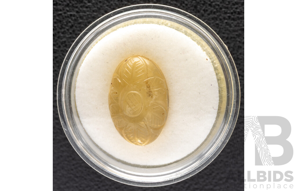 Citrine, Vintage Carved Oval Cabochon Gemstone, 7.75ct