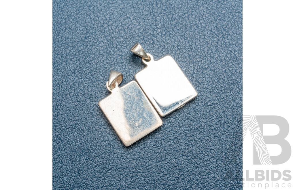 NEW - (2) Sterling Silver Enamel Soccer Ball Pendants, 20mm Long, 5.09 Grams